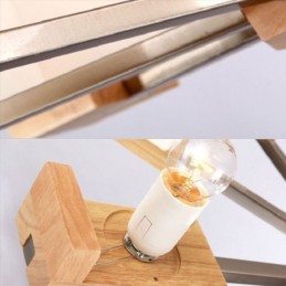 Lámpara colgante nórdica de madera con pantalla de cristal