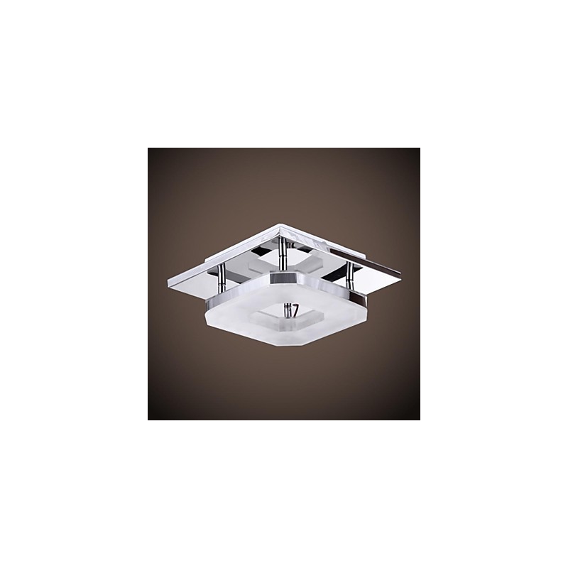 Plafón acrílico de 1 luz, moderno, galvanizado, de acero inoxidable