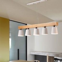 Lámpara colgante de madera nórdica única y recta para cafetería