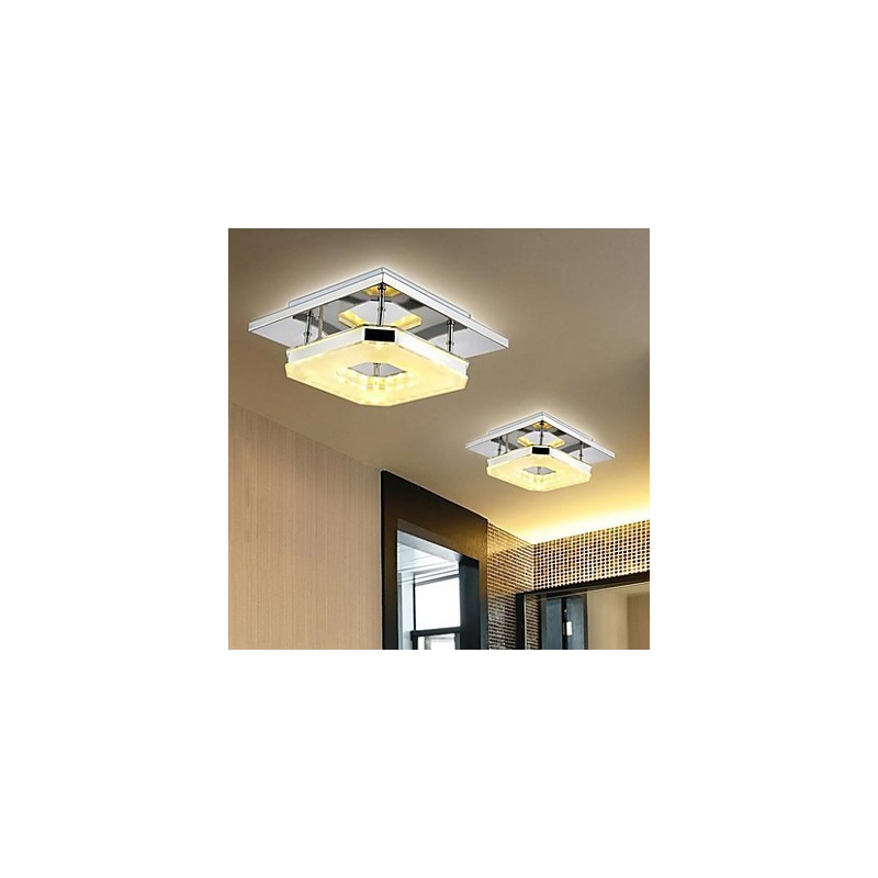 Plafón acrílico de 1 luz, moderno, galvanizado, de acero inoxidable