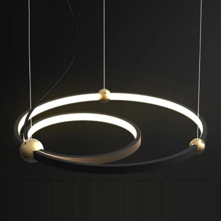 Lámpara colgante circular negra de 2 anillos Lámpara colgante circular negra de 2 anillos