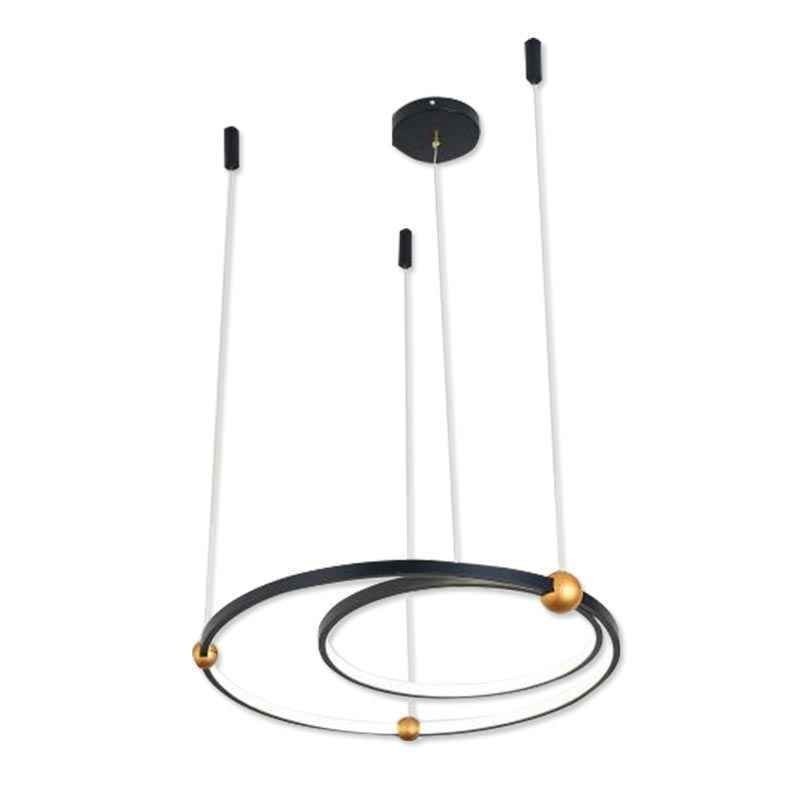 Lámpara colgante circular negra de 2 anillos
