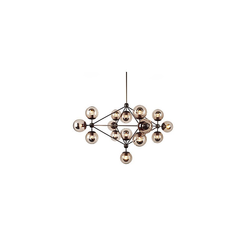 Lámpara de araña de 15 luces con bola de cristal, estilo retro, para exteriores, garaje y metal.
