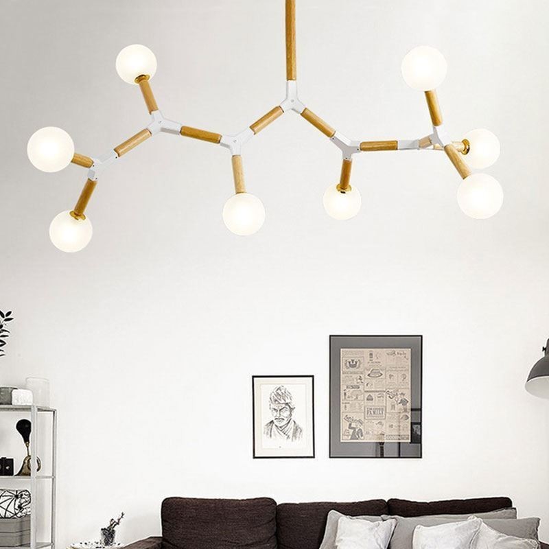 Lámpara colgante nórdica Magic Bean, iluminación creativa de madera