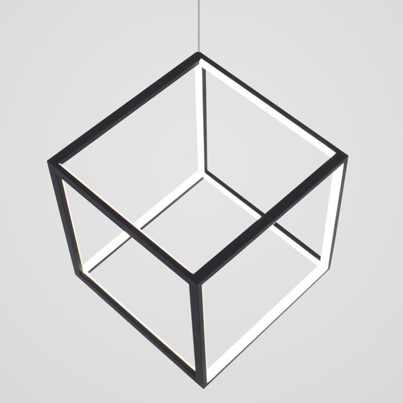 Lámpara colgante negra con forma de cubo geométrico
