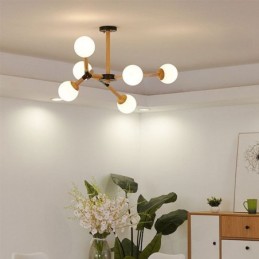 Lámpara colgante nórdica Magic Bean, lámpara creativa de madera