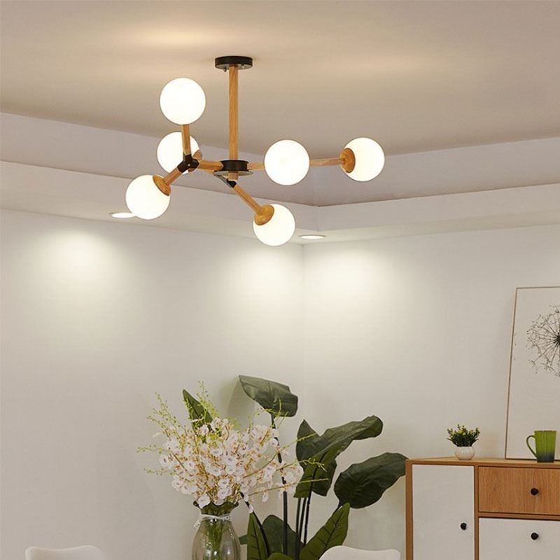 Lámpara colgante nórdica Magic Bean, lámpara creativa de madera