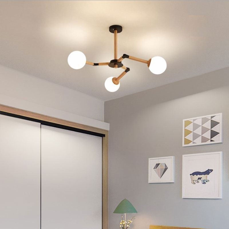 Lámpara colgante nórdica Magic Bean, lámpara creativa de madera