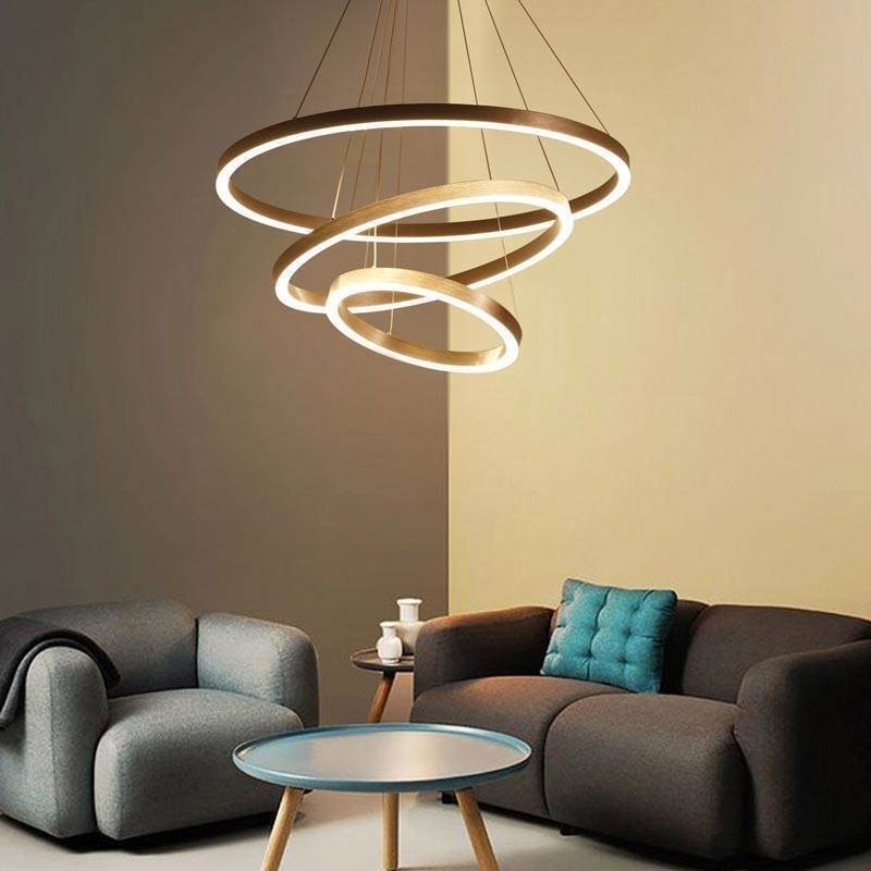 Lámpara colgante con dibujo artesanal de 3 anillos, 80+60+40 cm