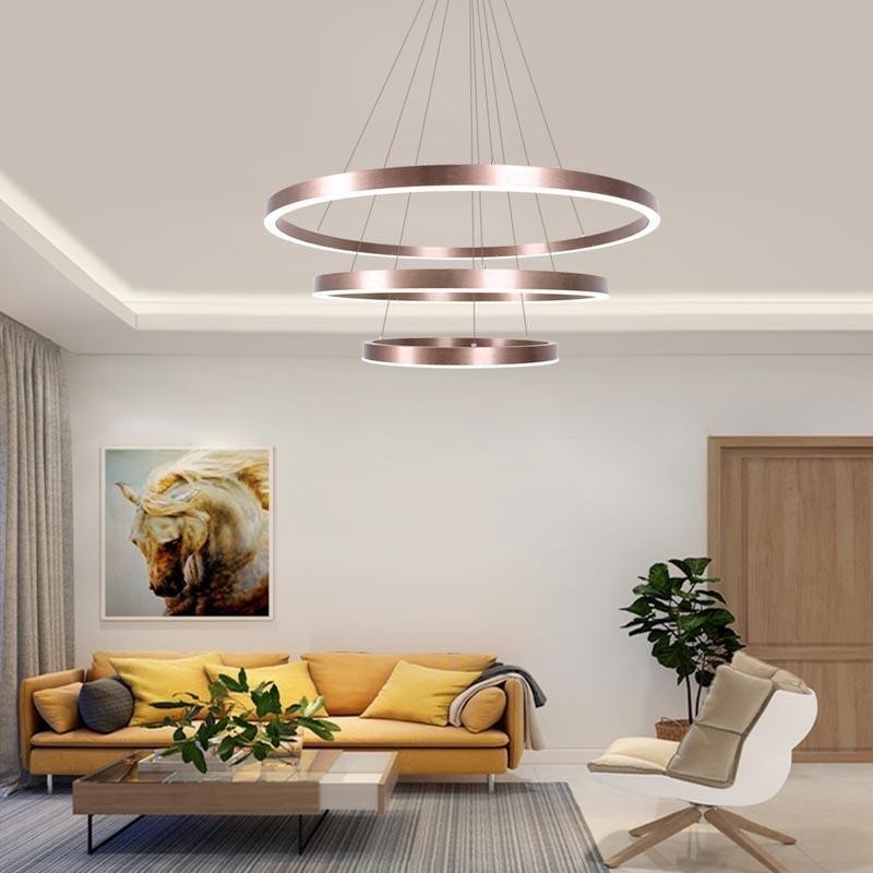 Lámpara colgante con dibujo artesanal de 3 anillos, 80+60+40 cm