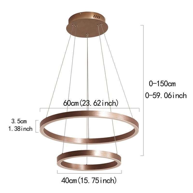 Lámpara colgante Dibujo Craft 2 anillos Lámpara 60+40cm