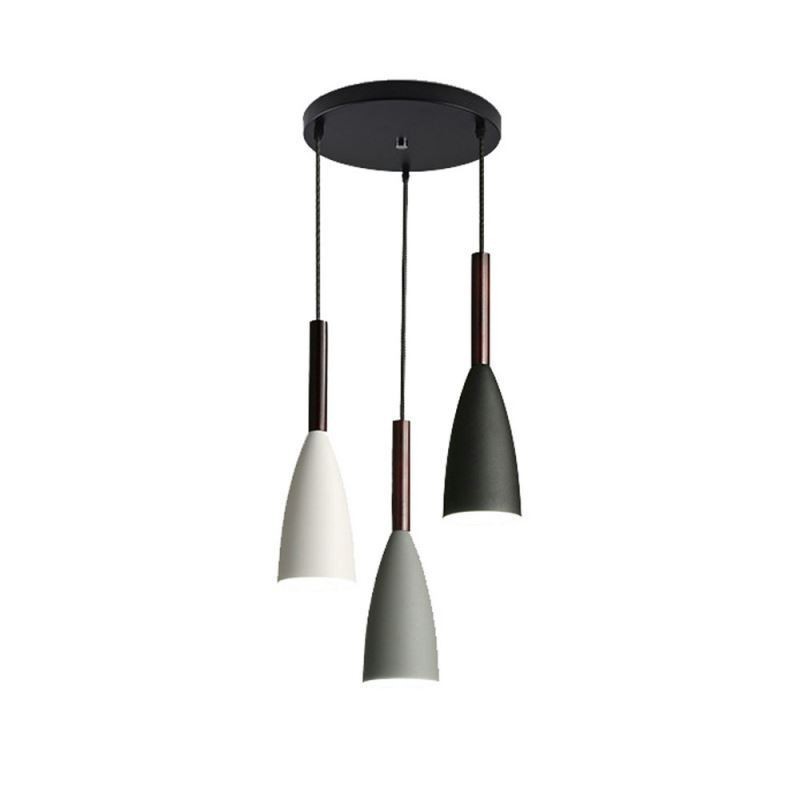 Lámpara colgante moderna y sencilla de tres luces, lámpara creativa de aluminio para cafetería.
