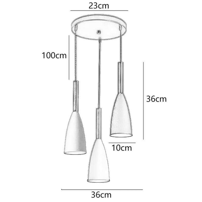 Lámpara colgante moderna y sencilla de tres luces, lámpara creativa de aluminio para cafetería.