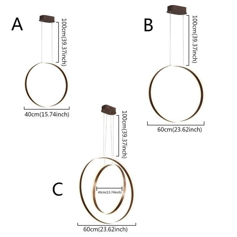 Lámpara colgante nórdica con forma de anillo acrílico