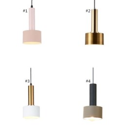 Lámpara colgante moderna y sencilla con forma de cilindro, iluminación de aluminio.
