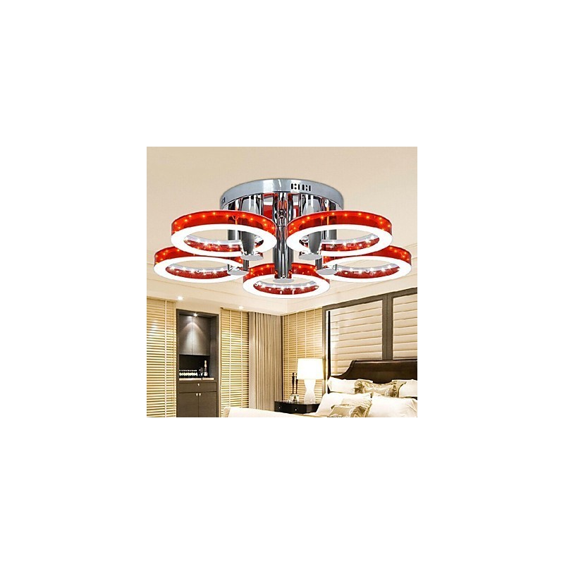 Lámpara de araña moderna de acrílico rojo con 5 luces (acabado cromado)