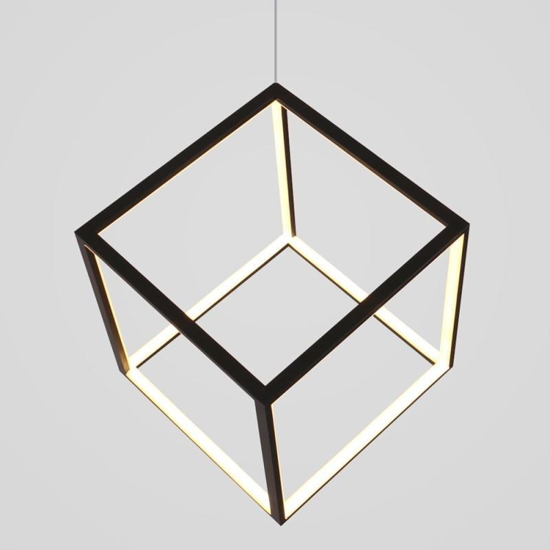 Lámpara colgante negra con forma de cubo geométrico LBY18069