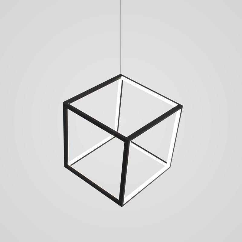 Lámpara colgante negra con forma de cubo geométrico LBY18069