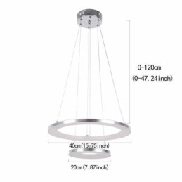 Lámpara colgante moderna de acrílico con 2 anillos, 40 + 20 cm