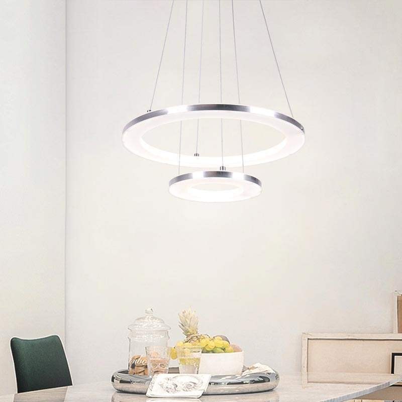 Lámpara colgante moderna de acrílico con 2 anillos, 40 + 20 cm