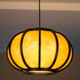 Lámpara colgante de bambú japonesa creativa, moderna y sencilla, lámpara colgante redonda para salón de té.