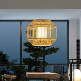 Lámpara colgante de bambú con forma de linterna, lámpara colgante japonesa creativa