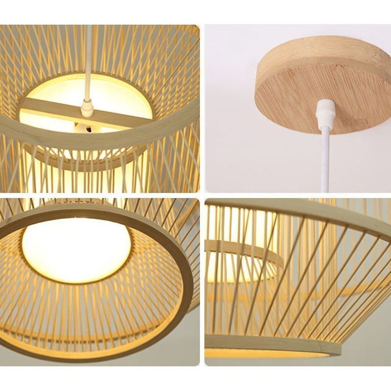Lámpara colgante de bambú con forma de linterna, lámpara colgante japonesa creativa