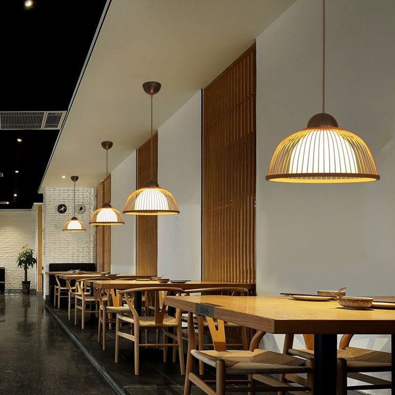 Lámpara colgante moderna y sencilla de bambú especial para mesita de noche