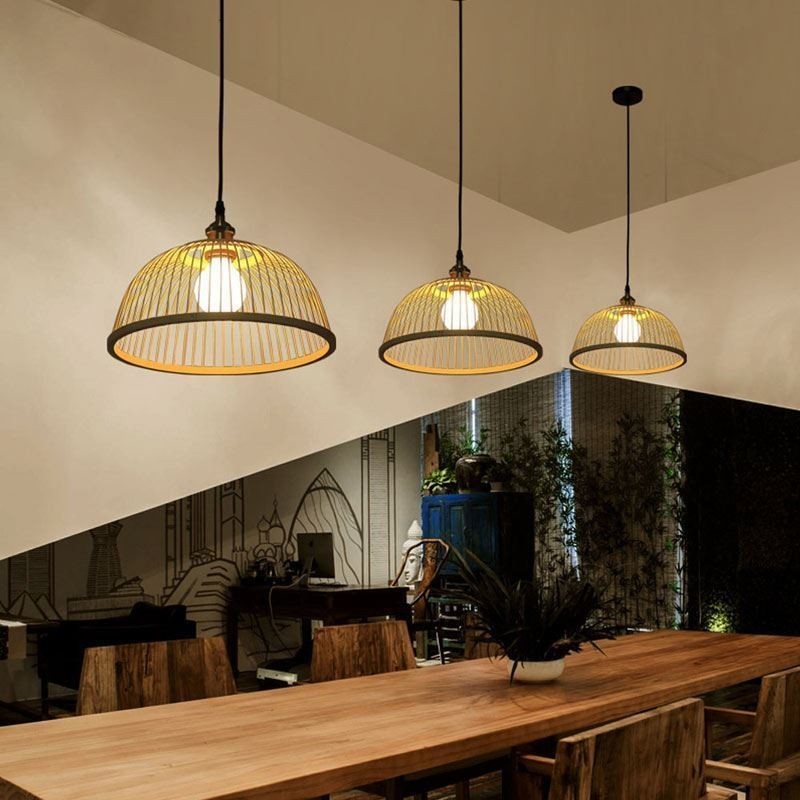 Lámpara colgante moderna y sencilla de bambú especial para mesita de noche