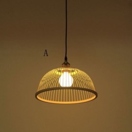 Lámpara colgante de bambú con forma de cúpula, tejida a mano