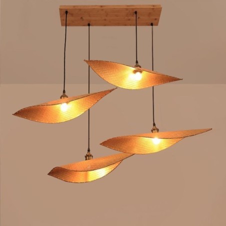 Lámpara colgante de hojas creativas, lámpara colgante de bambú contemporánea, iluminación para salón de té Lámpara colgante de hojas creativas, lámpara colgante de bambú contemporánea, iluminación para salón de té