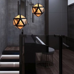 Lámpara colgante geométrica con diseño translúcido 3D en forma de diamante