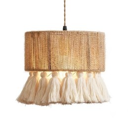 Lámpara colgante de cuerda de cáñamo con borlas para techo, decoración retro