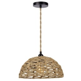 Lámpara colgante retro de estilo campestre con pantalla de cuerda de papel tejida a mano de 30 cm