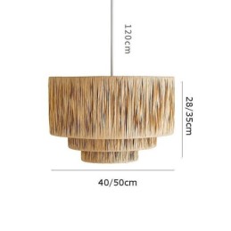 Lámpara colgante retro de estilo campestre con pantalla de cuerda de papel multicapa, lámpara de techo