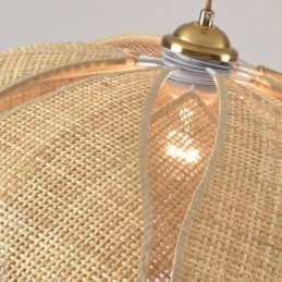 Lámpara colgante de loto de ratán, lámpara de techo de arte retro de ratán para cafetería