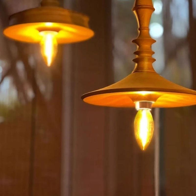 Lámpara colgante de madera de caucho Ins Lámpara colgante vintage