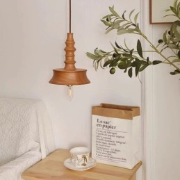 Lámpara colgante de madera de caucho Ins Lámpara colgante vintage