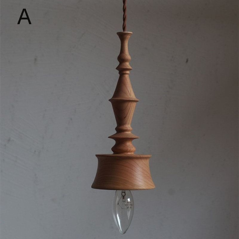 Lámpara colgante de madera de caucho Ins Lámpara colgante vintage