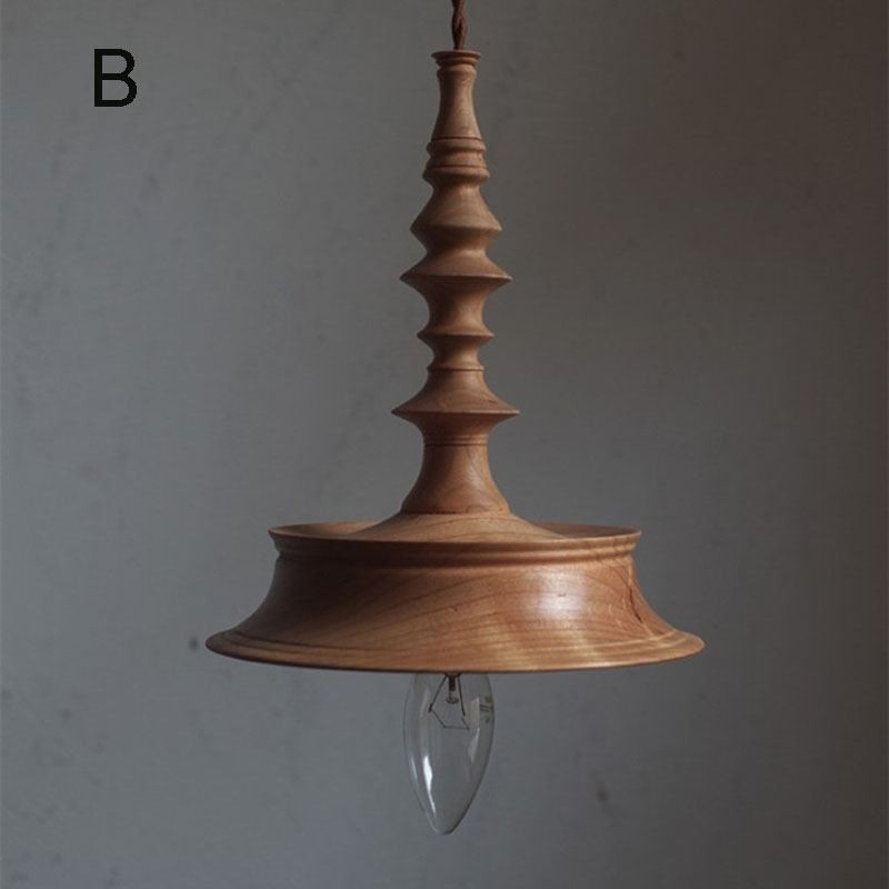 Lámpara colgante de madera de caucho Ins Lámpara colgante vintage