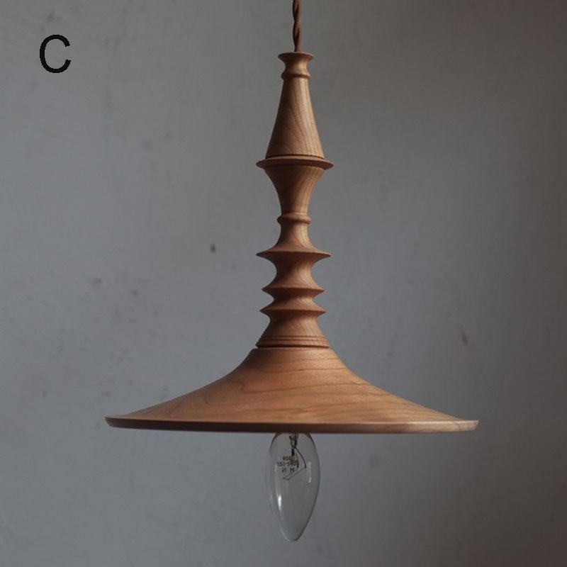 Lámpara colgante de madera de caucho Ins Lámpara colgante vintage