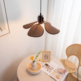 Lámpara colgante nórdica estilo Wabi Sabi con pantalla de tela, lámpara de techo decorativa