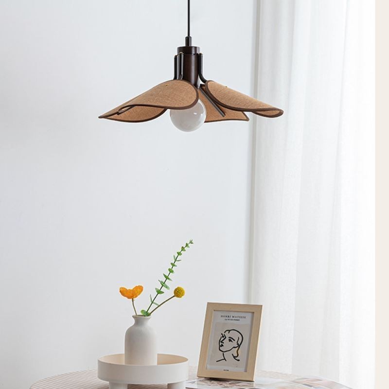 Lámpara colgante nórdica estilo Wabi Sabi con pantalla de tela, lámpara de techo decorativa
