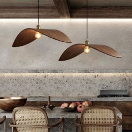 Lámpara colgante de madera maciza, luz de techo retro creativa