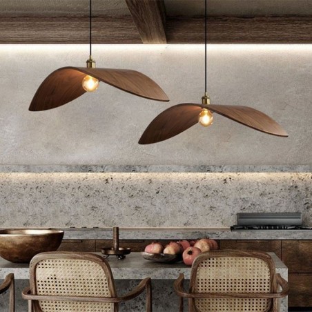 Lámpara colgante de madera maciza, luz de techo retro creativa Lámpara colgante de madera maciza, luz de techo retro creativa