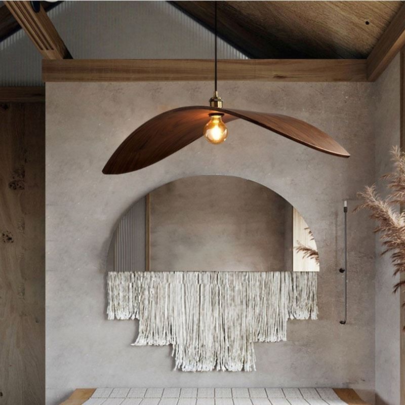 Lámpara colgante de madera maciza, luz de techo retro creativa
