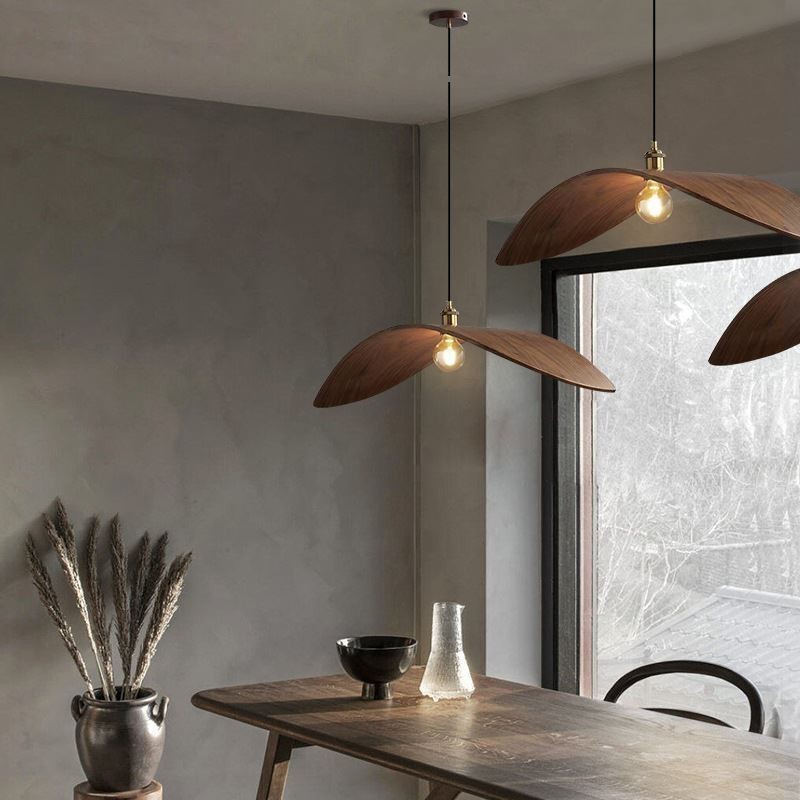 Lámpara colgante de madera maciza, luz de techo retro creativa