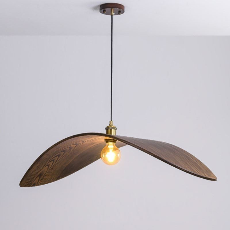 Lámpara colgante de madera maciza, luz de techo retro creativa