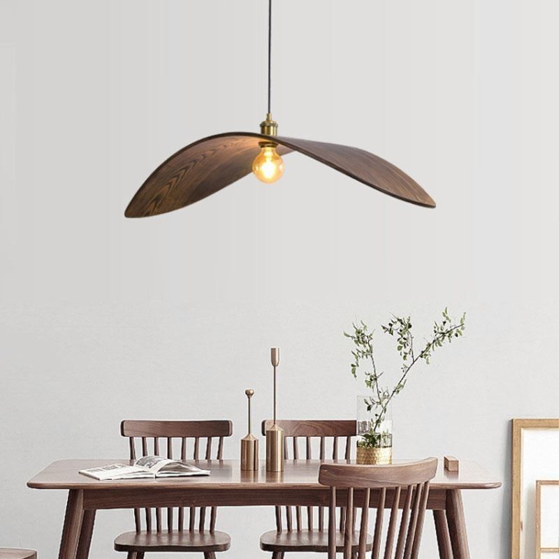 Lámpara colgante de madera maciza, luz de techo retro creativa