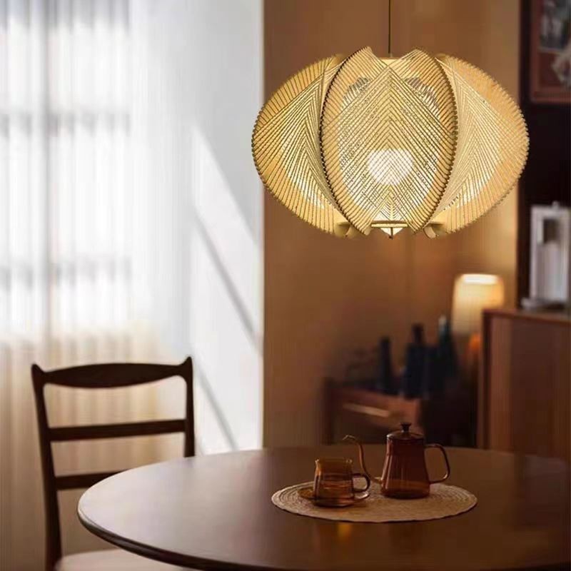 Lámpara colgante nórdica retro estilo Wabi Sabi, lámpara de techo de madera maciza hecha a mano